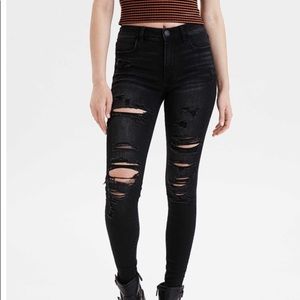 Black ripped AE skinny jeans/jeggings